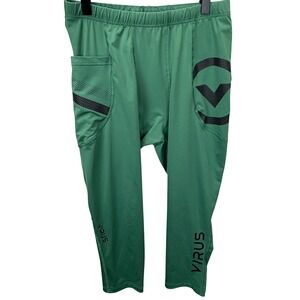 Virus Performance Mens Size L Green 3/4 Compression Tights Training Side Pocket